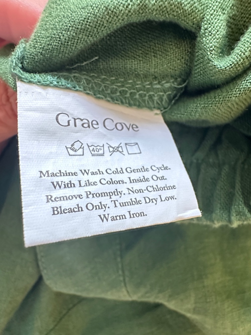 NWT Grae Cove SZ M Green Linen Blend Midi Skirt - Front Overlap A-Line - Picture 11 of 11